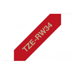 Brother TZE-RW34 ruban d'étiquette Doré sur rouge