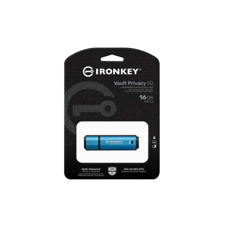 Kingston Technology IronKey 16Go Vault Privacy 50 chiffrée AES-256, FIPS 197